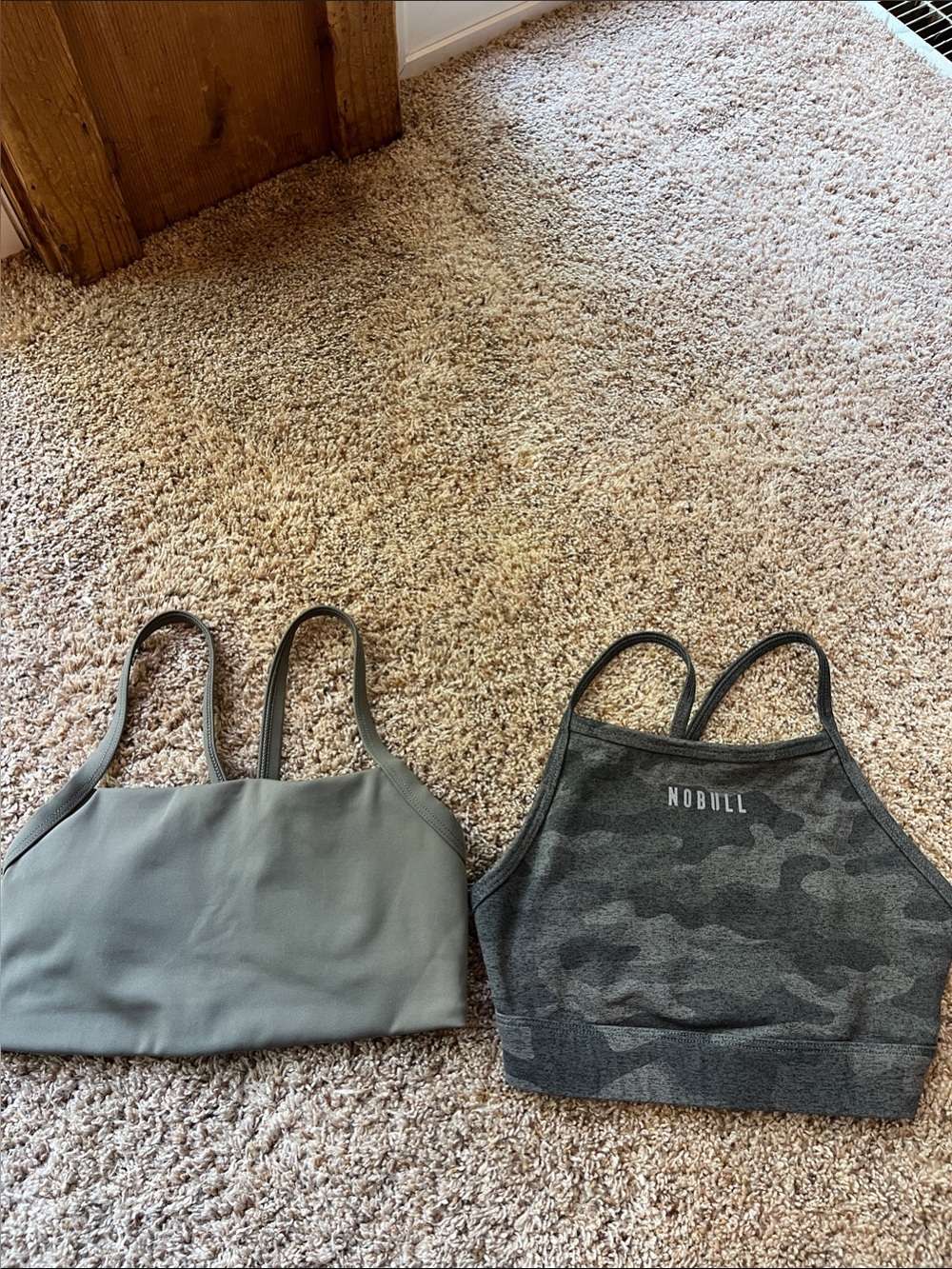 NOBULL Women's Olive Grey & Dark Grey Camo High-Neck Sports Bras